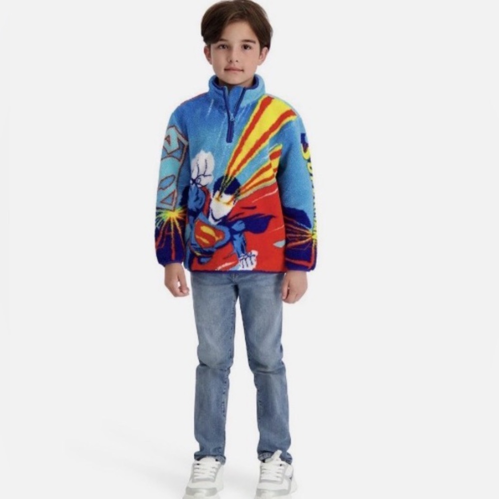 Superman Kids 1/4 zip Sherpa Pullover -6/7